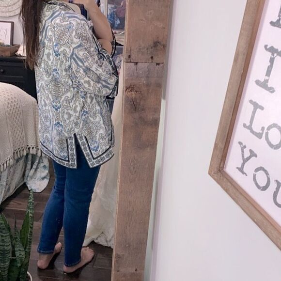 Max studio blue paisley open cardigan size medium - Picture 4 of 9